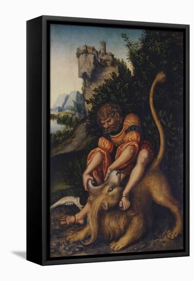 Simson, Fighting with the Lion, C. 1520-1525-Lucas Cranach the Elder-Framed Stretched Canvas