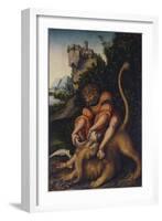 Simson, Fighting with the Lion, C. 1520-1525-Lucas Cranach the Elder-Framed Giclee Print