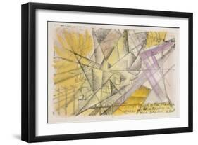 Simultaneous Death in an Airplane and at the Railway, C.1913 (Lithograph)-Kazimir Severinovich Malevich-Framed Giclee Print