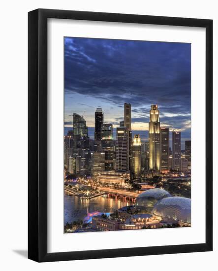 Singapore, Aerial View of Singapore Skyline and Esplanade Theathre-Michele Falzone-Framed Photographic Print