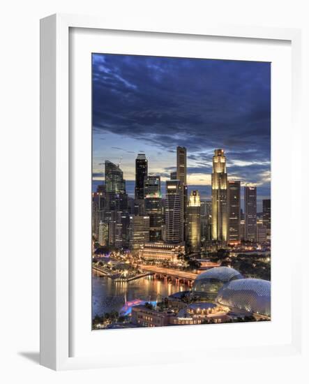 Singapore, Aerial View of Singapore Skyline and Esplanade Theathre-Michele Falzone-Framed Photographic Print