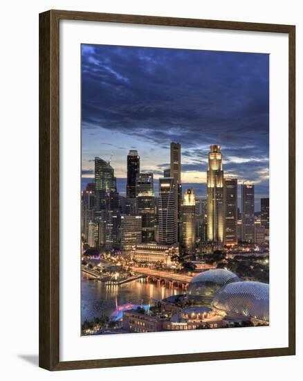 Singapore, Aerial View of Singapore Skyline and Esplanade Theathre-Michele Falzone-Framed Photographic Print