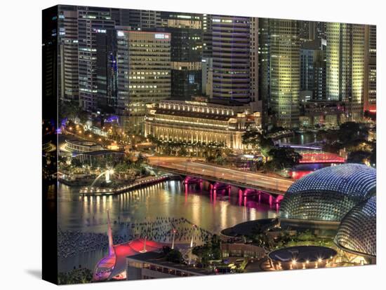 Singapore, Aerial View of Singapore Skyline and Esplanade Theathre-Michele Falzone-Stretched Canvas