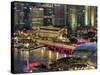 Singapore, Aerial View of Singapore Skyline and Esplanade Theathre-Michele Falzone-Stretched Canvas