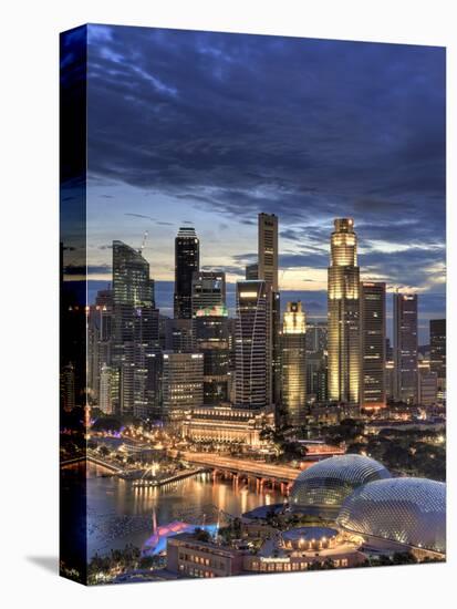 Singapore, Aerial View of Singapore Skyline and Esplanade Theathre-Michele Falzone-Stretched Canvas