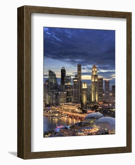 Singapore, Aerial View of Singapore Skyline and Esplanade Theathre-Michele Falzone-Framed Photographic Print