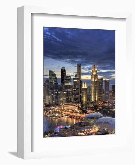 Singapore, Aerial View of Singapore Skyline and Esplanade Theathre-Michele Falzone-Framed Photographic Print