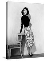 Singapore, Ava Gardner, in a Black Jersey Top, Black-And-White Skirt and Leather Belt, 1947-null-Stretched Canvas