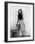 Singapore, Ava Gardner, in a Black Jersey Top, Black-And-White Skirt and Leather Belt, 1947-null-Framed Photo