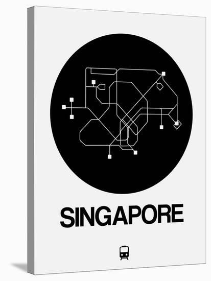 Singapore Black Subway Map-NaxArt-Stretched Canvas