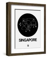 Singapore Black Subway Map-NaxArt-Framed Art Print