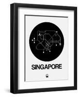 Singapore Black Subway Map-NaxArt-Framed Art Print