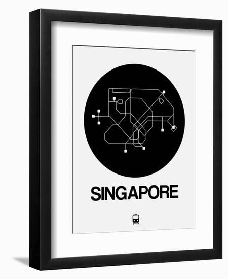 Singapore Black Subway Map-NaxArt-Framed Art Print