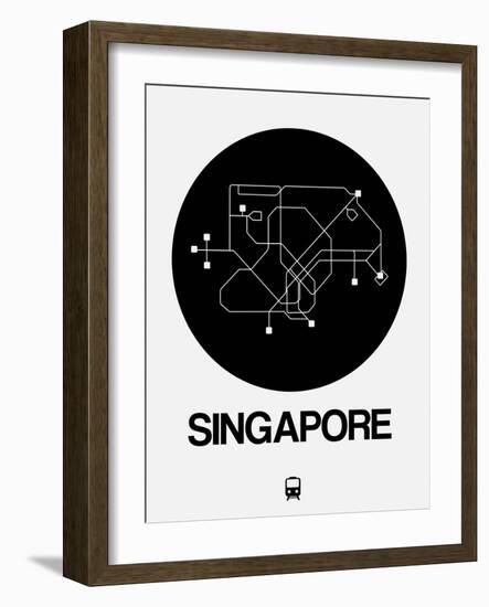 Singapore Black Subway Map-NaxArt-Framed Art Print