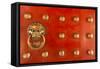 Singapore, Chinatown, Buddha Tooth Relic Temple, Gate Detail-Walter Bibikow-Framed Stretched Canvas