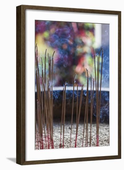 Singapore, Chinatown, Buddha Tooth Relic Temple, Joss Sticks-Walter Bibikow-Framed Photographic Print