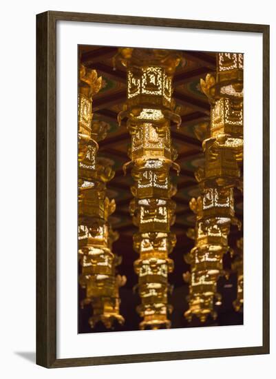 Singapore, Chinatown, Buddha Tooth Relic Temple, Lanterns-Walter Bibikow-Framed Photographic Print