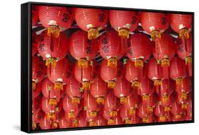 Singapore, Chinatown, Thian Hock Keng Temple, Chinese Red Lanterns-Walter Bibikow-Framed Stretched Canvas