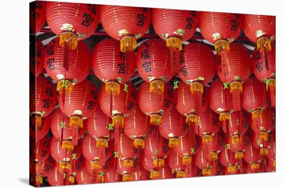 Singapore, Chinatown, Thian Hock Keng Temple, Chinese Red Lanterns-Walter Bibikow-Stretched Canvas