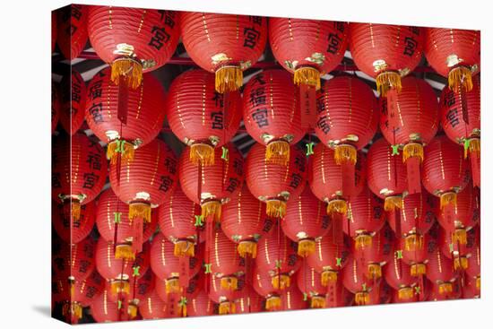 Singapore, Chinatown, Thian Hock Keng Temple, Chinese Red Lanterns-Walter Bibikow-Stretched Canvas