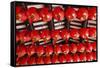 Singapore, Chinatown, Thian Hock Keng Temple, Chinese Red Lanterns-Walter Bibikow-Framed Stretched Canvas