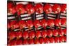 Singapore, Chinatown, Thian Hock Keng Temple, Chinese Red Lanterns-Walter Bibikow-Stretched Canvas