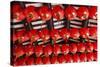 Singapore, Chinatown, Thian Hock Keng Temple, Chinese Red Lanterns-Walter Bibikow-Stretched Canvas