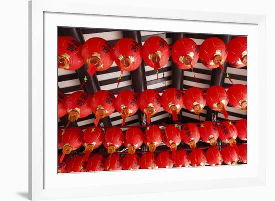 Singapore, Chinatown, Thian Hock Keng Temple, Chinese Red Lanterns-Walter Bibikow-Framed Photographic Print