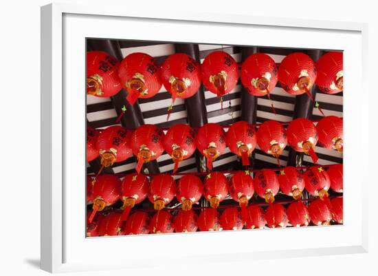 Singapore, Chinatown, Thian Hock Keng Temple, Chinese Red Lanterns-Walter Bibikow-Framed Photographic Print