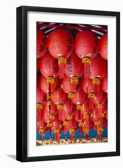 Singapore, Chinatown, Thian Hock Keng Temple, Chinese Red Lanterns-Walter Bibikow-Framed Photographic Print