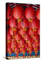 Singapore, Chinatown, Thian Hock Keng Temple, Chinese Red Lanterns-Walter Bibikow-Stretched Canvas