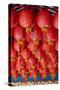 Singapore, Chinatown, Thian Hock Keng Temple, Chinese Red Lanterns-Walter Bibikow-Stretched Canvas