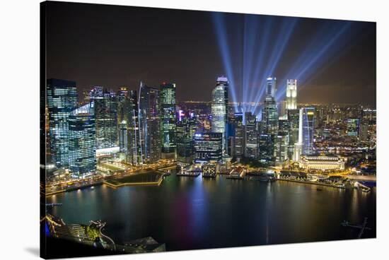 Singapore. City at night.-Jaynes Gallery-Stretched Canvas