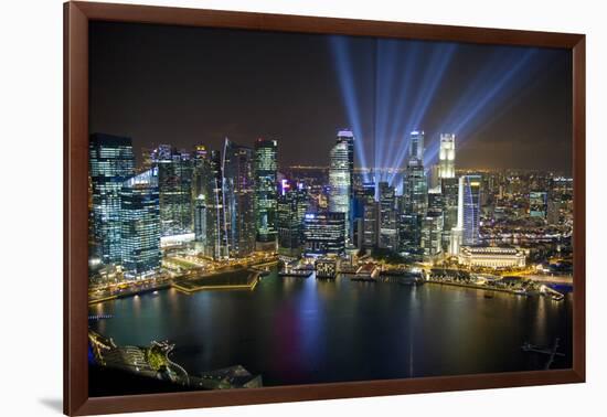 Singapore. City at night.-Jaynes Gallery-Framed Photographic Print