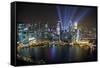 Singapore. City at night.-Jaynes Gallery-Framed Stretched Canvas