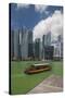 Singapore, City Skyline by the Marina Reservoir-Walter Bibikow-Stretched Canvas