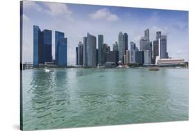 Singapore, City Skyline by the Marina Reservoir-Walter Bibikow-Stretched Canvas