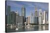 Singapore, City Skyline by the Marina Reservoir-Walter Bibikow-Stretched Canvas