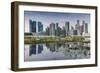 Singapore, City Skyline by the Marina Reservoir-Walter Bibikow-Framed Photographic Print