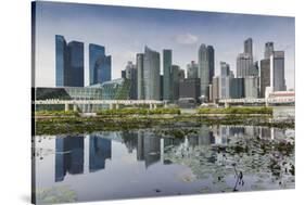 Singapore, City Skyline by the Marina Reservoir-Walter Bibikow-Stretched Canvas