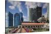 Singapore, City Skyline by the Marina Reservoir-Walter Bibikow-Stretched Canvas