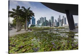 Singapore, City Skyline by the Marina Reservoir-Walter Bibikow-Stretched Canvas