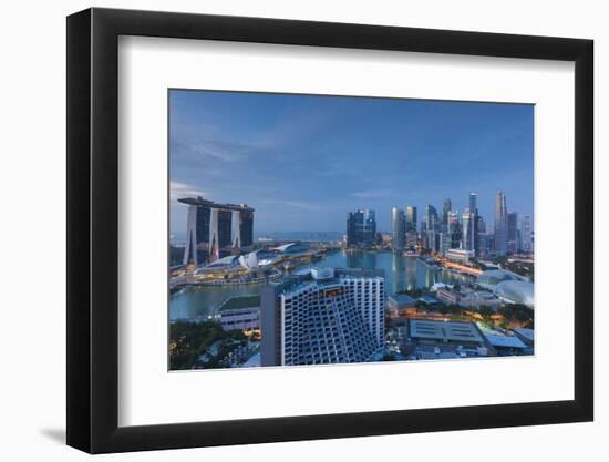 Singapore, City Skyline Elevated View Above the Marina Reservoir, Dawn-Walter Bibikow-Framed Photographic Print