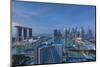 Singapore, City Skyline Elevated View Above the Marina Reservoir, Dawn-Walter Bibikow-Mounted Photographic Print