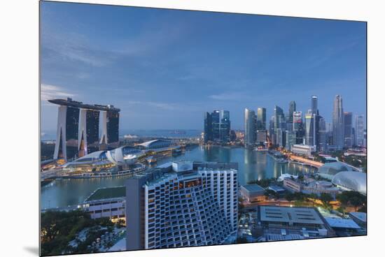 Singapore, City Skyline Elevated View Above the Marina Reservoir, Dawn-Walter Bibikow-Mounted Premium Photographic Print