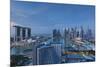 Singapore, City Skyline Elevated View Above the Marina Reservoir, Dawn-Walter Bibikow-Mounted Premium Photographic Print