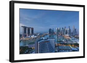 Singapore, City Skyline Elevated View Above the Marina Reservoir, Dawn-Walter Bibikow-Framed Photographic Print