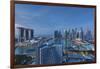 Singapore, City Skyline Elevated View Above the Marina Reservoir, Dawn-Walter Bibikow-Framed Photographic Print