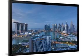 Singapore, City Skyline Elevated View Above the Marina Reservoir, Dawn-Walter Bibikow-Framed Photographic Print