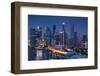 Singapore, City Skyline Elevated View Above the Marina Reservoir, Dusk-Walter Bibikow-Framed Photographic Print